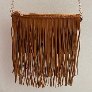 VEGAN LEATHER FRINGE CLUTCH CROSSBODY